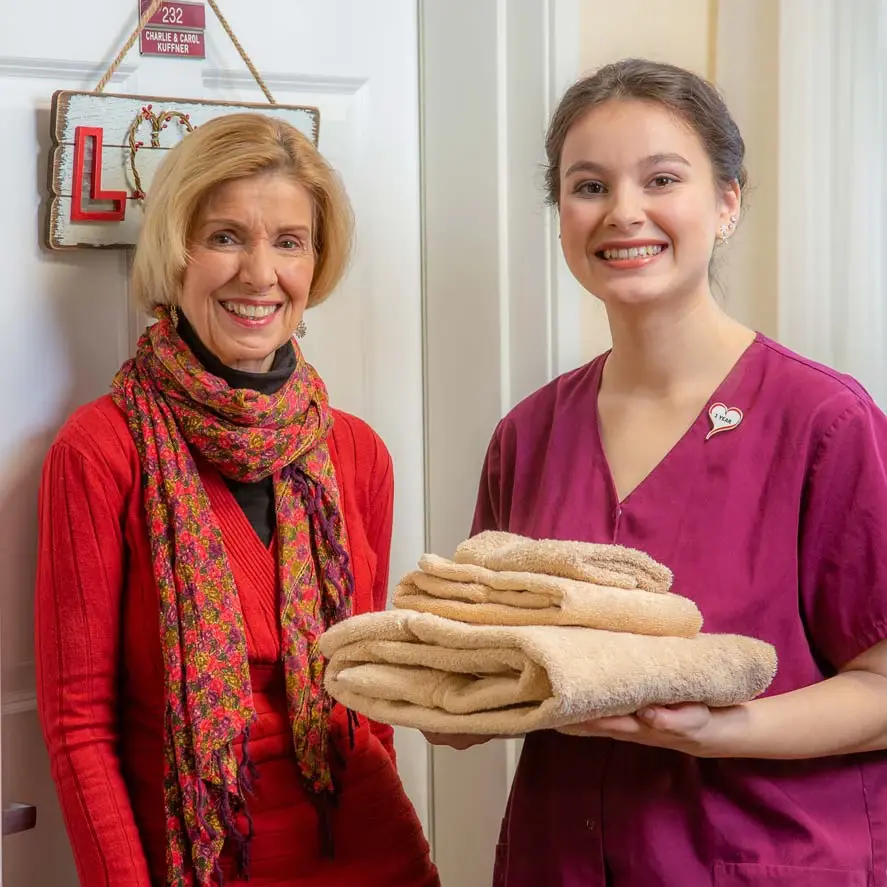 Marlton Gardens women given towels to women