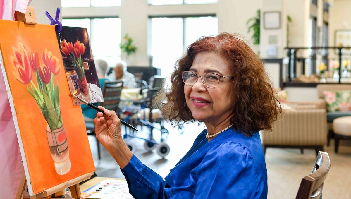 Marlton Gardens resident painting