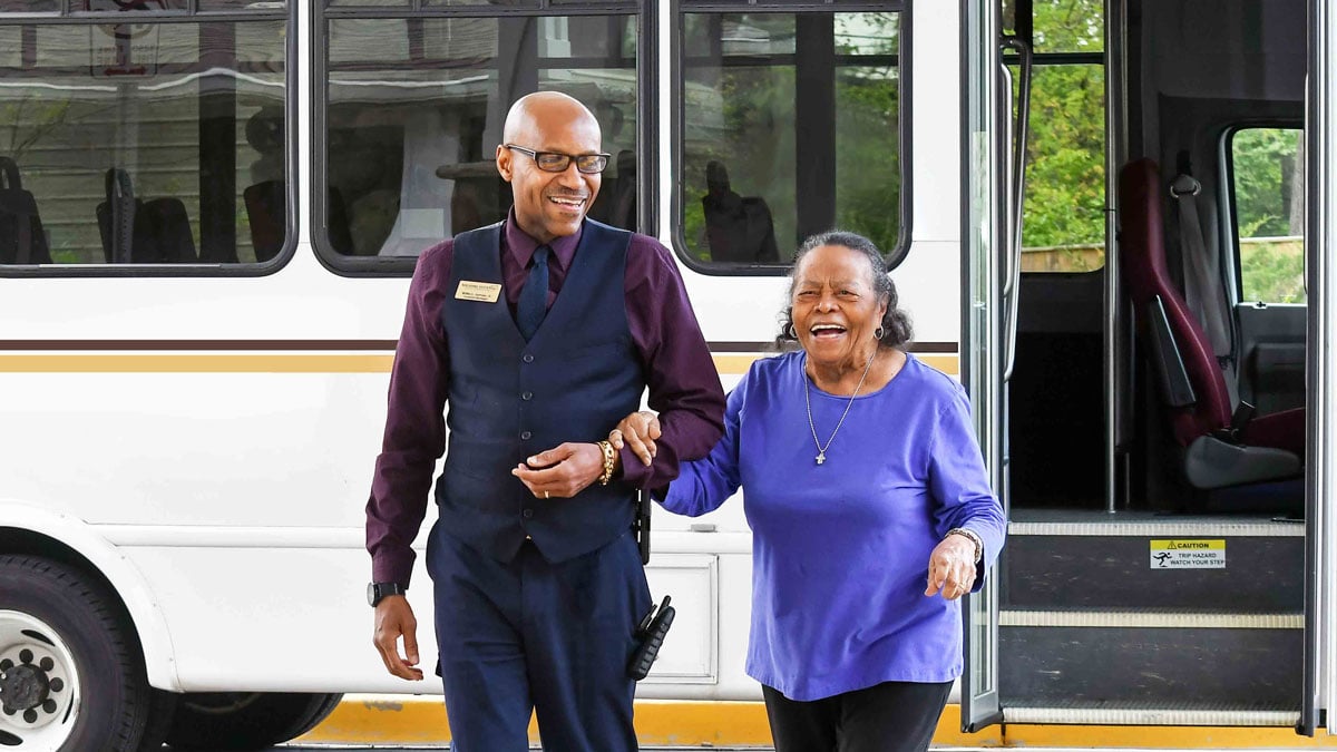 Marlton Gardens Man and Woman Bus
