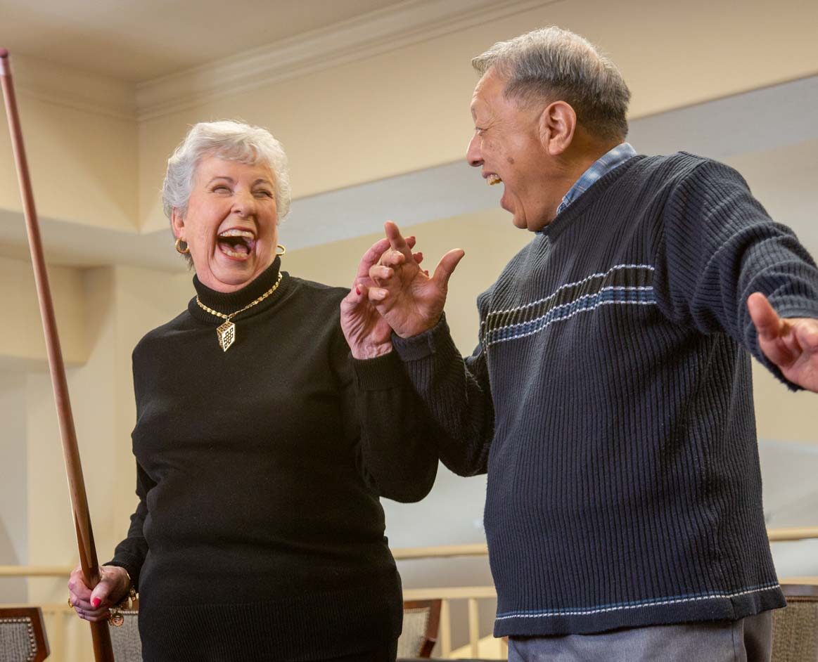 Marlton Gardens seniors playing billiards