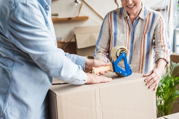 Philadelphia seniors packing a box